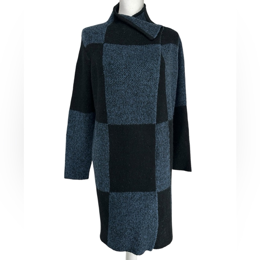 JOSEPH A. / Black & Blue Sweater Coat / Petite PS / Goth Bohemian Retro Emo
